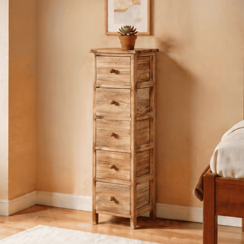 Drawer chest natural wooden - drawer,