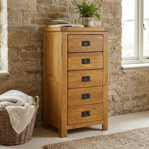 Chest drawers rustic - oak, 5