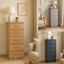 5 Drawer Tallboy Narrow Chest