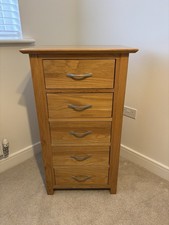Solid Oak 5-Drawer Tallboy