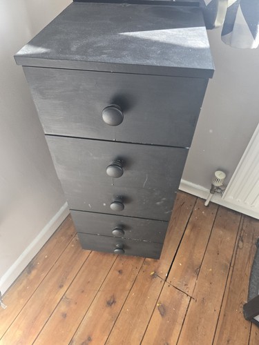 Black painted wood tallboy - black,